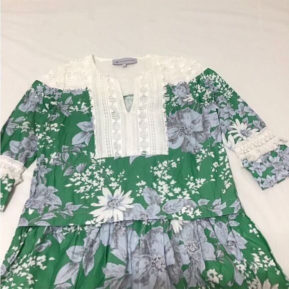 Tuckernuck Green Pippa Flora Fringe Mini Dress Size Small - Picture 3 of 10